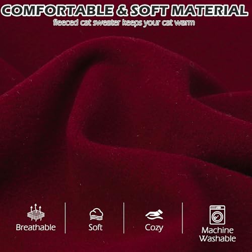 Cat Sweater Warm Fleece Pet Clothes for Cats Only (Burgundy / Small)