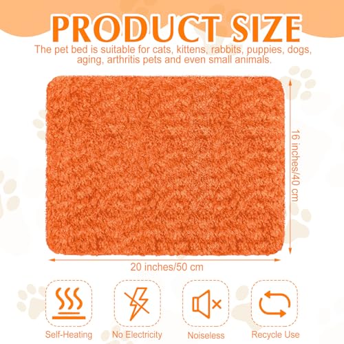 4 Pack Self Warming Cat Mat for Pets (16 x 20 Inch / Orange)