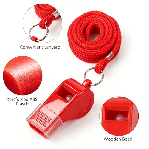 Colorful Plastic Whistles with Lanyard & Cover (18 PCS)