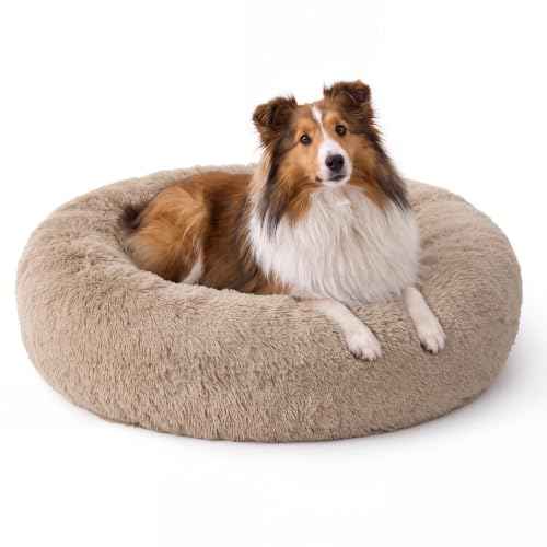 SupportMax® Calming Dog Bed Medium Size Dog Washable Pet Bed (Camel / M PLUS(33x33x7))