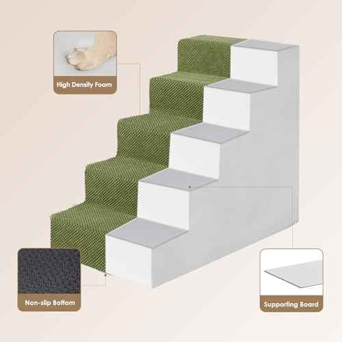 Dog Stairs for High Bed 22.5" H (Olive Green / Standard 15.7" x 30" x 22.5")