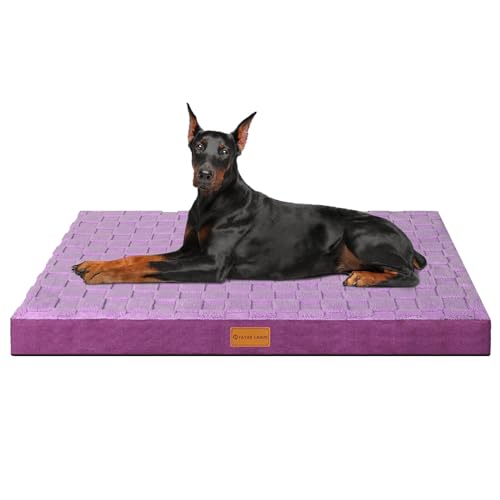 Orthopedic Large Dog Bed Pet Crate Mat 56''X40'' Purple (Purple / 56"L x 40"W x 3.5"Th)