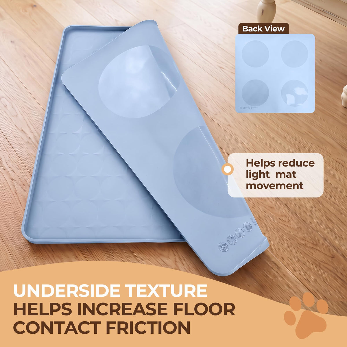 16 x 16 in Small Silicone Pet Food Mat for Dog & Cat Bowls Blue (Blue / 16"L x 16"W)