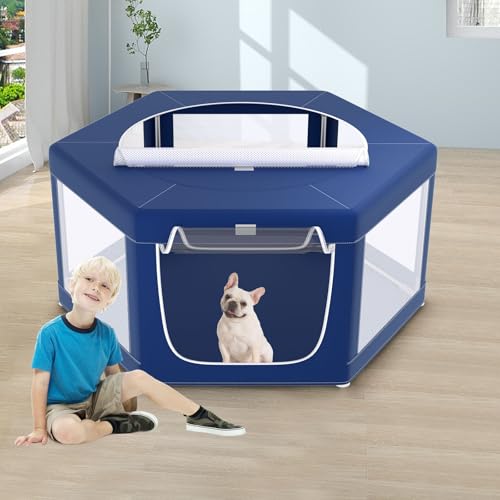 45x45 Inches Hexagonal Type Puppy Playpen (Blue / 42x42 IN Hexagonal)