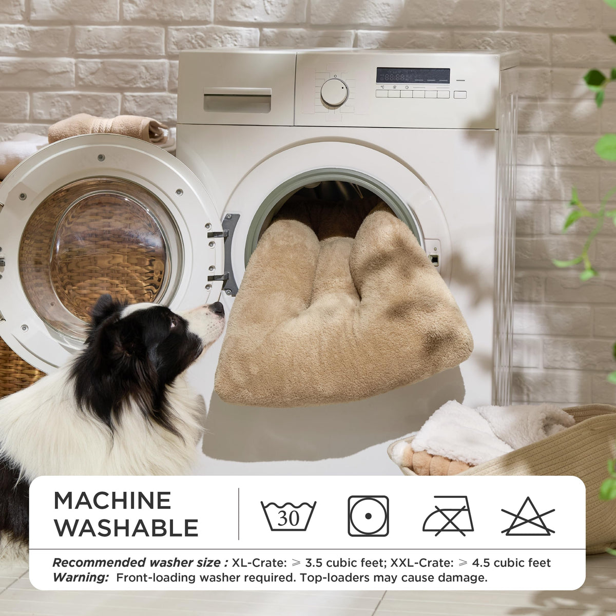 Washable XXL Dog Bed for Crate (47"L x 29"W x 3"Th (XXL-Crate) / Brown)
