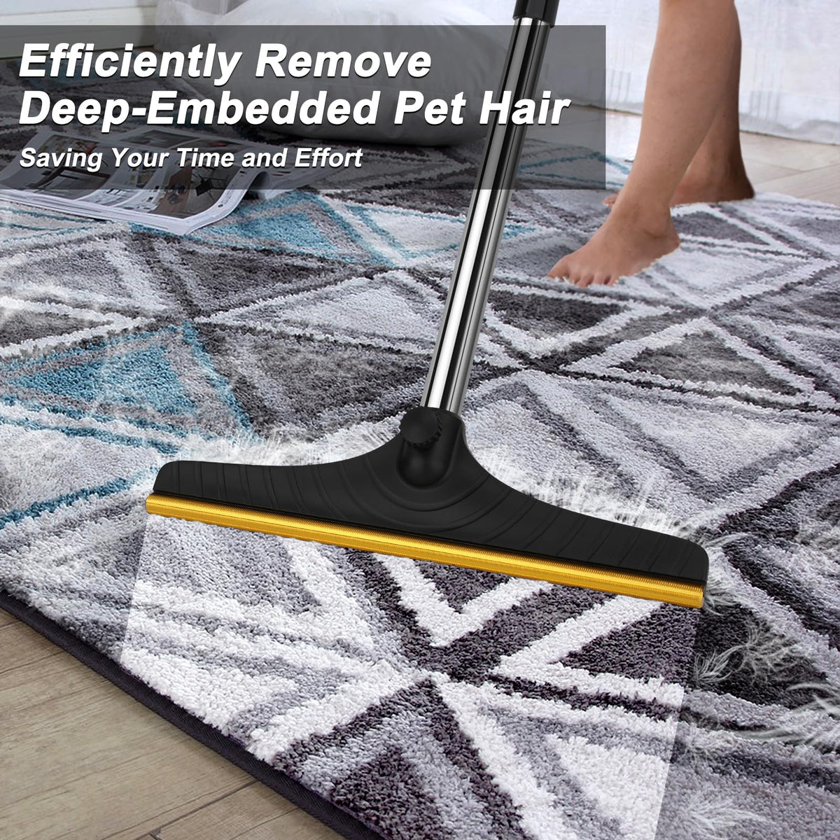 Carpet Rake for Pet Hair Removal (Black)