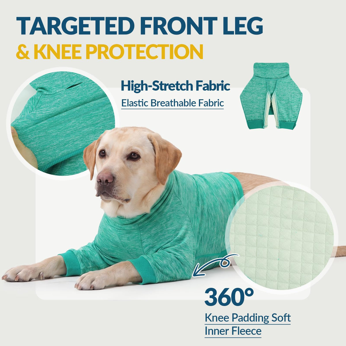 Dog Shirts to Prevent Licking and Scratching Front Legs Elbow Skin Keep Dry (M / Green)