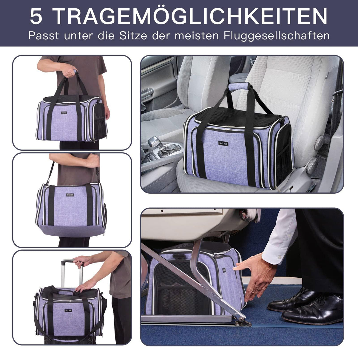 Cat Carrier Bag (Purple / 17.5"L x 12.0"W x 11.5"H)
