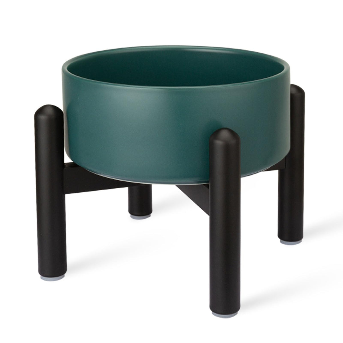 Raised Ceramic Dog Bowl Set with Stand (Green / 1 Bowl - 3.5 Cups)