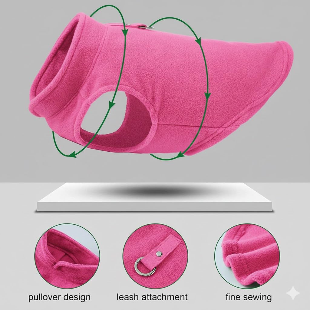 Dog Fleece Vest Sweater with Leash Ring (XXL (25-35lbs) / Pink)