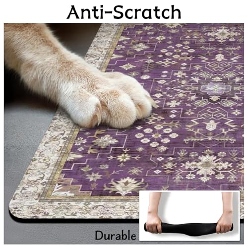 Pet Food Mats for Floor (Purple / 32"l X 24"w)