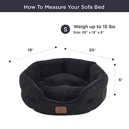 Small Dog Bed Washable (20"L x 19"W x 6"Th / Black)