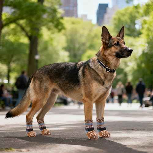 Dog Socks Shoes for Hot Pavement (Brown / X-Small(4 Pack))