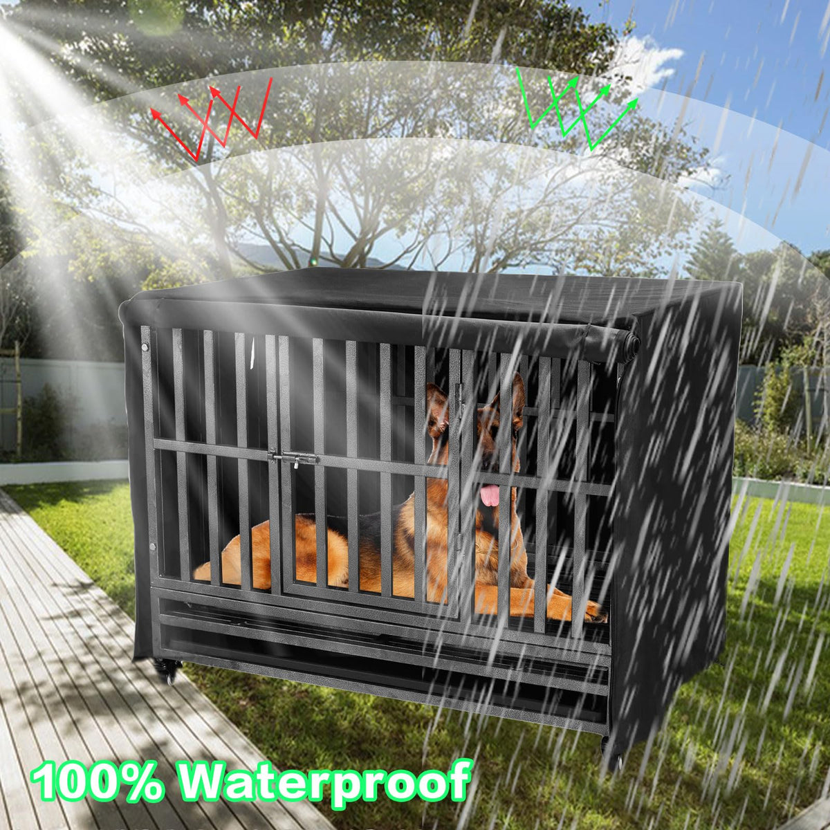 48 inch Heavy Duty Dog Crate Cover Durable 600D Oxford Fabric (48 inch (48.8L x 31.9W x 34.3H inch.))