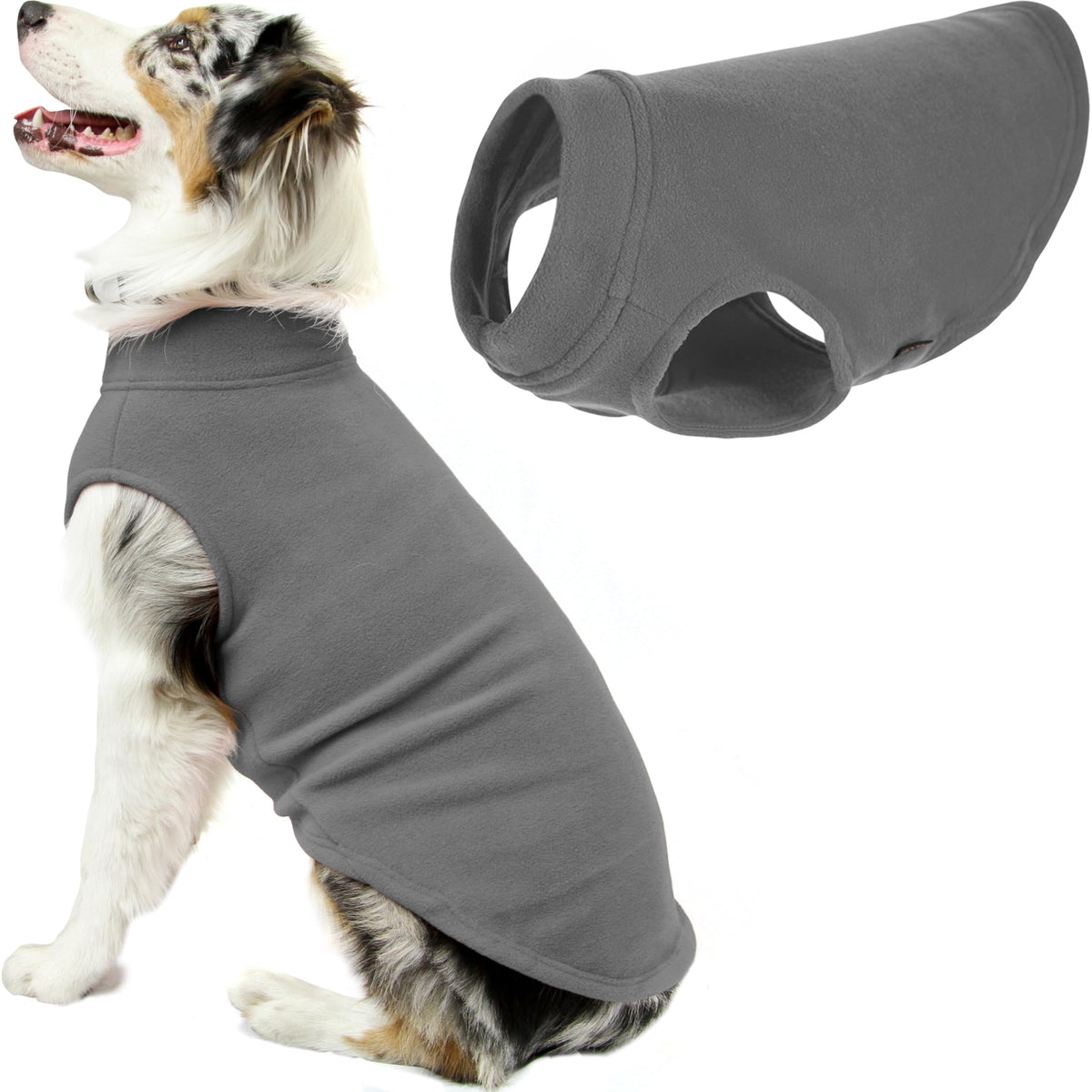 Stretch Fleece Vest Dog Sweater (5X-Large Length (25") / Gray)