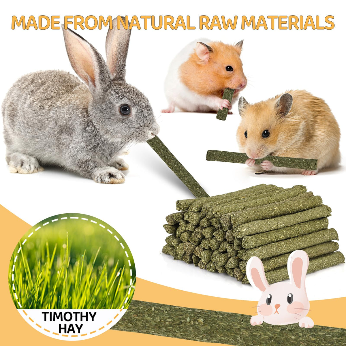 52Pcs Rabbit Chew Sticks (52P-Green-Set)