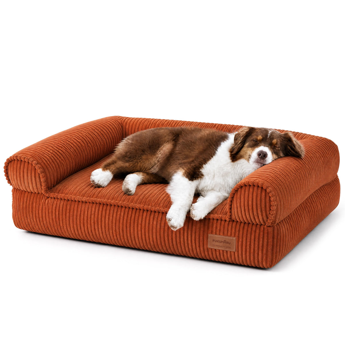Cute Dog Bed Thickened Orthopedic Dog Sofa (Orange / 36.6"Lx25"Wx10"Th)