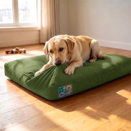 Chew Proof Indestructible Dog Bed for Large Dogs (Green / XL(42"x30"x4"))
