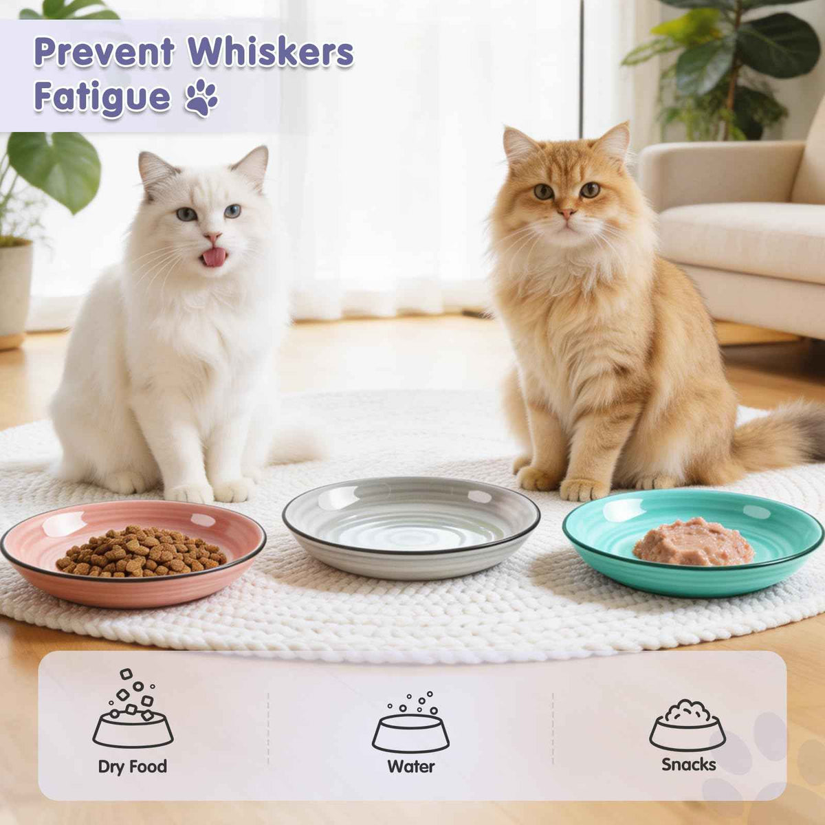 Ceramic Cat Bowls (3 Colors-6P-A)