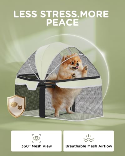 Foldable Pet Stroller for Small Dogs and Cats (★Mint Green【Full Mesh】)