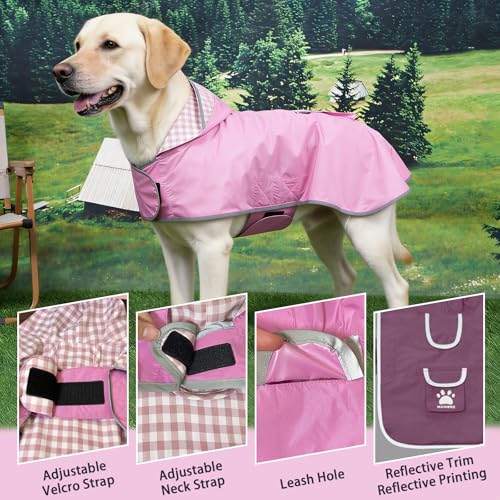 Waterproof Dog Raincoat Reversible (Rose Pink / Medium(13-22lb))