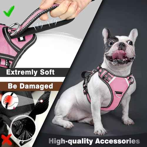 Service Dog Vest No Pull Dog Harness with 7 Dog Patches (Medium / Pink)