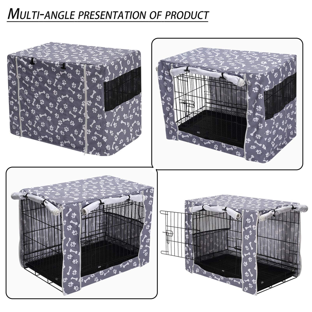 Dog Crate Cover Durable Polyester Pet Kennel Cover Universal Fit for Wire Dog Crate (42.0"L x 27.0"W x 30.0"H / Sky Gray)