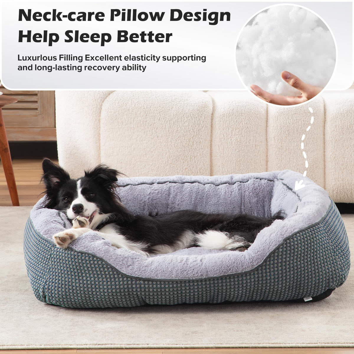 Small Dog Bed Orthopedic Warming Soft Calming Sleeping Durable with Anti (S PLUS (25"x21"x8") / Navy)