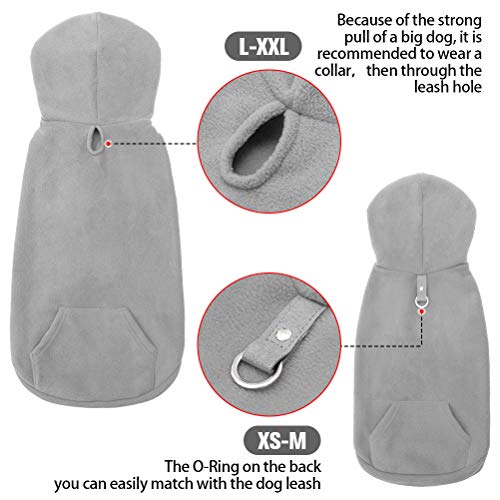 Fleece Dog Hoodie with Pouch (X-Small / Grey)