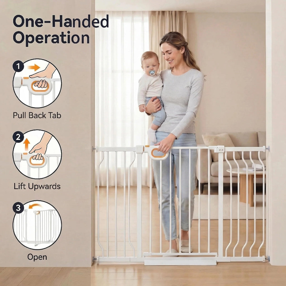 Small Narrow Baby Gate for Stairs 23.8 (White / 23.8-28.3inch)
