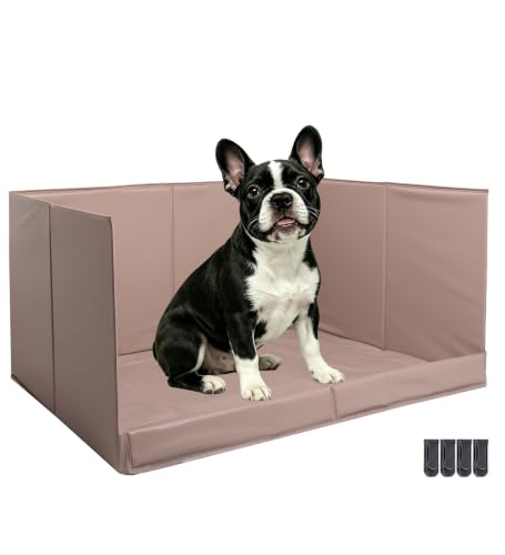Dog Litter Box with High Walls (Warm gray / S-23.6''Lx23.6''Wx12''H)