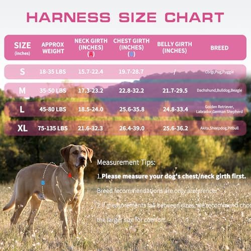 Dog Harness for Large Dogs (Pink Camo / XL(Neck:21-32",Chest:26-39"),75-135 lbs)