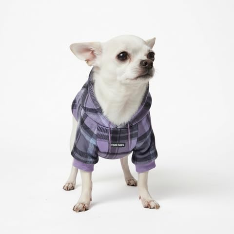 Dog Hoodie Buttery (Purple Plaid / Small)