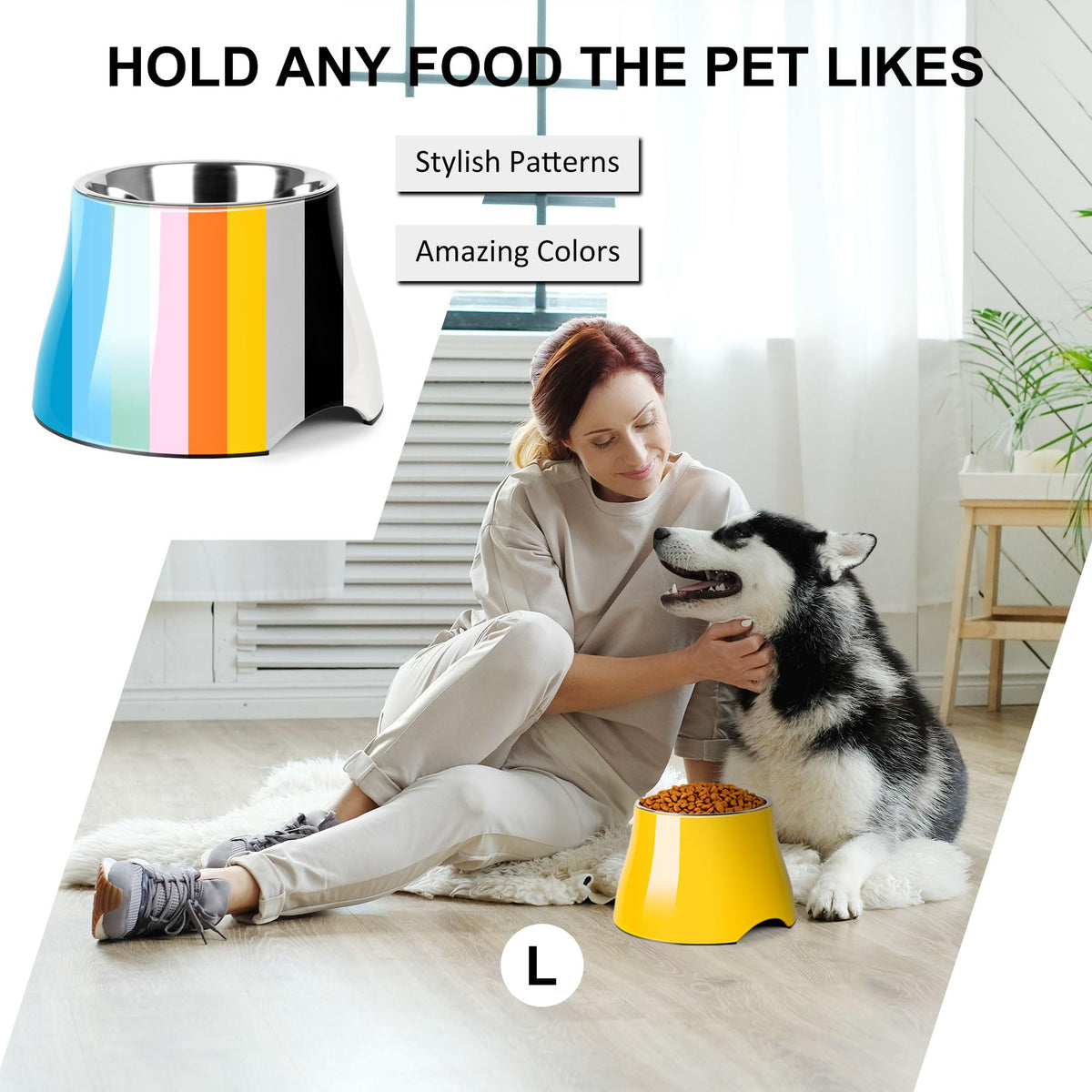 Dog Bowls Cone Friendly Non (Large(3 Cups) / Yellow)