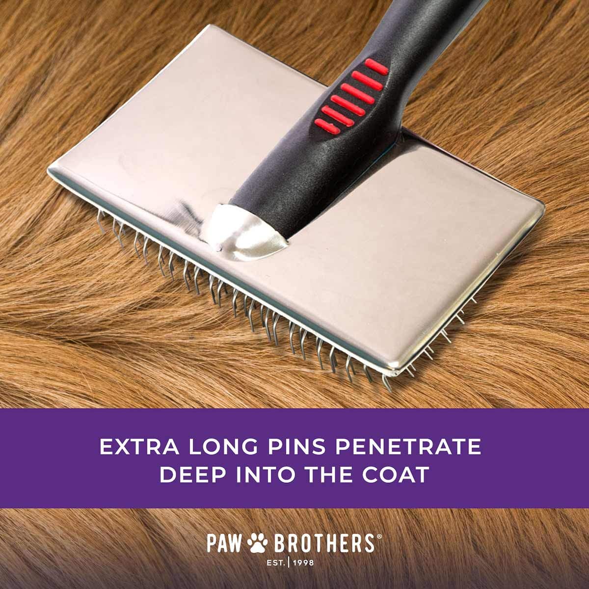 Paw Brothers Professional Grade Extra Long Slicker Brush (Extra Long Hard Pin)