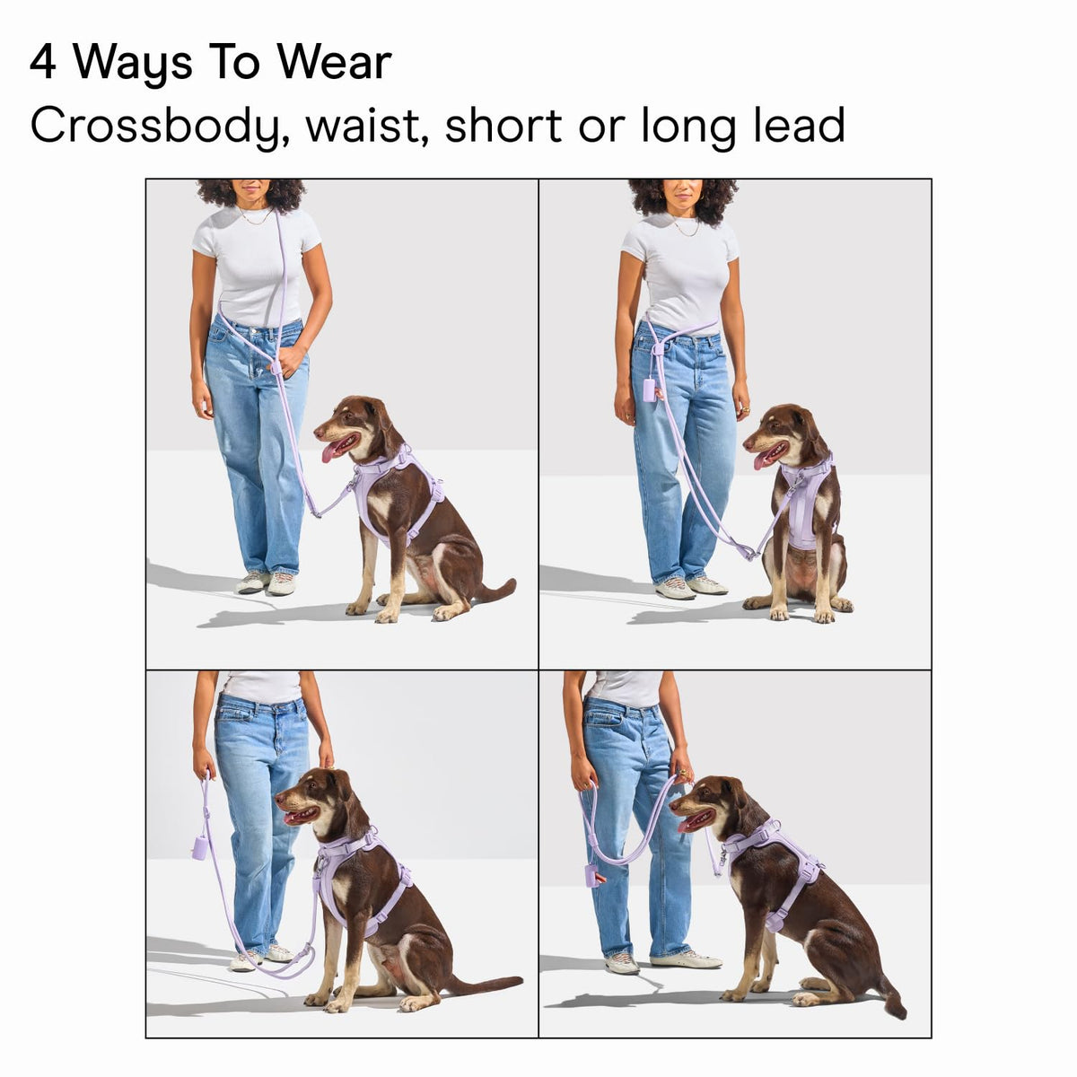 Hands Free Adjustable Rope Dog Leash (Bubblegum)