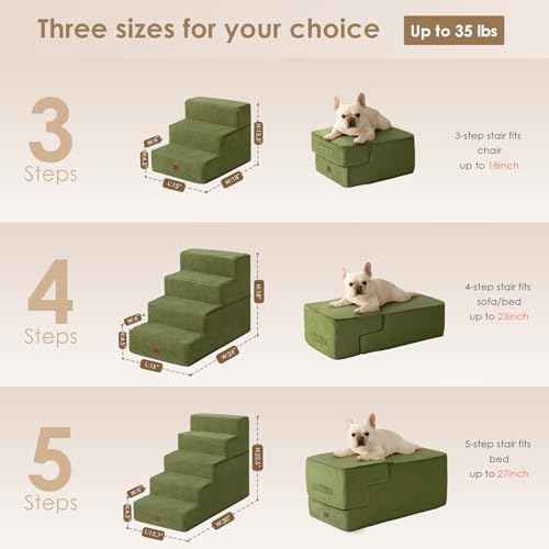 Dog Stairs for High Bed 22.5" H (Olive Green / Standard 15.7" x 30" x 22.5")