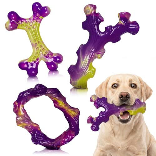Tough Dog Toys for Aggressive Chewers 3 Pack (Purple-3-Pack)