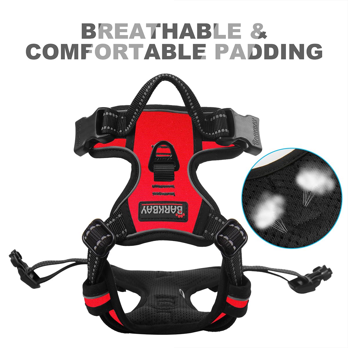 Dog Harness No Pull for Small Sized Dog Front Back Clips (X-Small(Chest:15.5-19.5”) / Red)