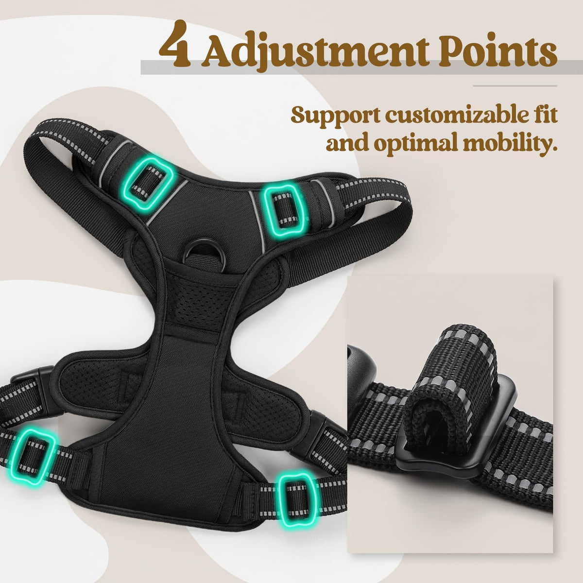 Dog Harness No Pull for Small Dogs with 2 Leash Clips (Small / Black)