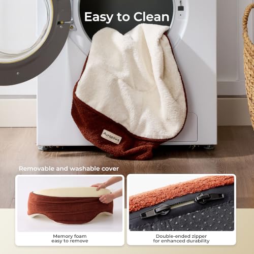 Dog Bed for Small Dogs with 3 Covers (Leather-Brick Red-Light Gray / 30"L x 22.5"W x 11.68"Th)