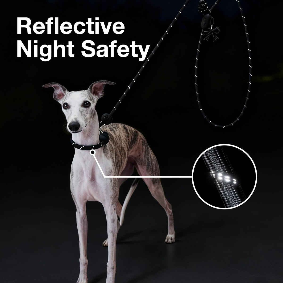 Hands Free Reflective Dog Leash (Bow Black)