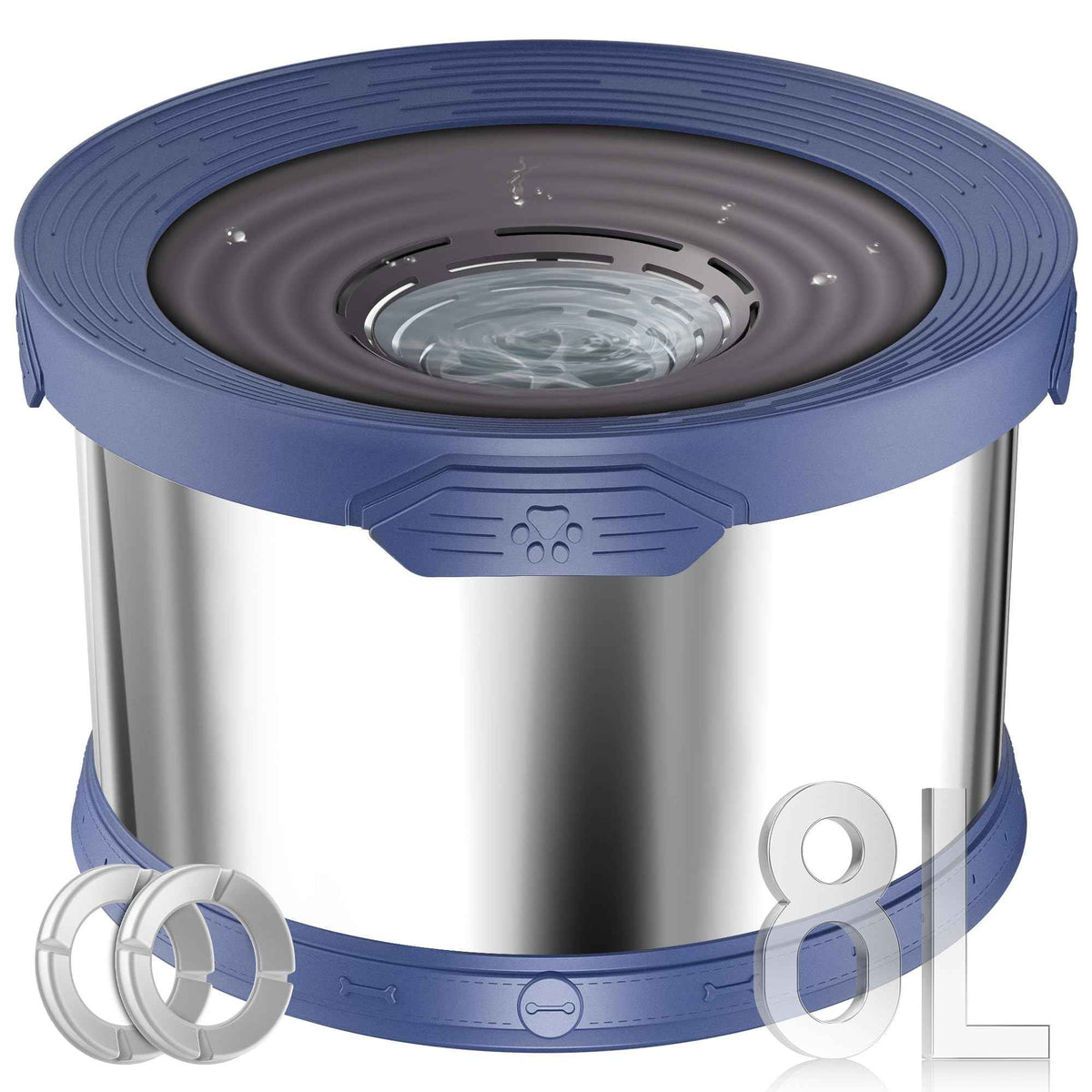 8L Dog Water Bowl No Spill Stainless Steel for Slow Drinking Blue (8L / Blue)