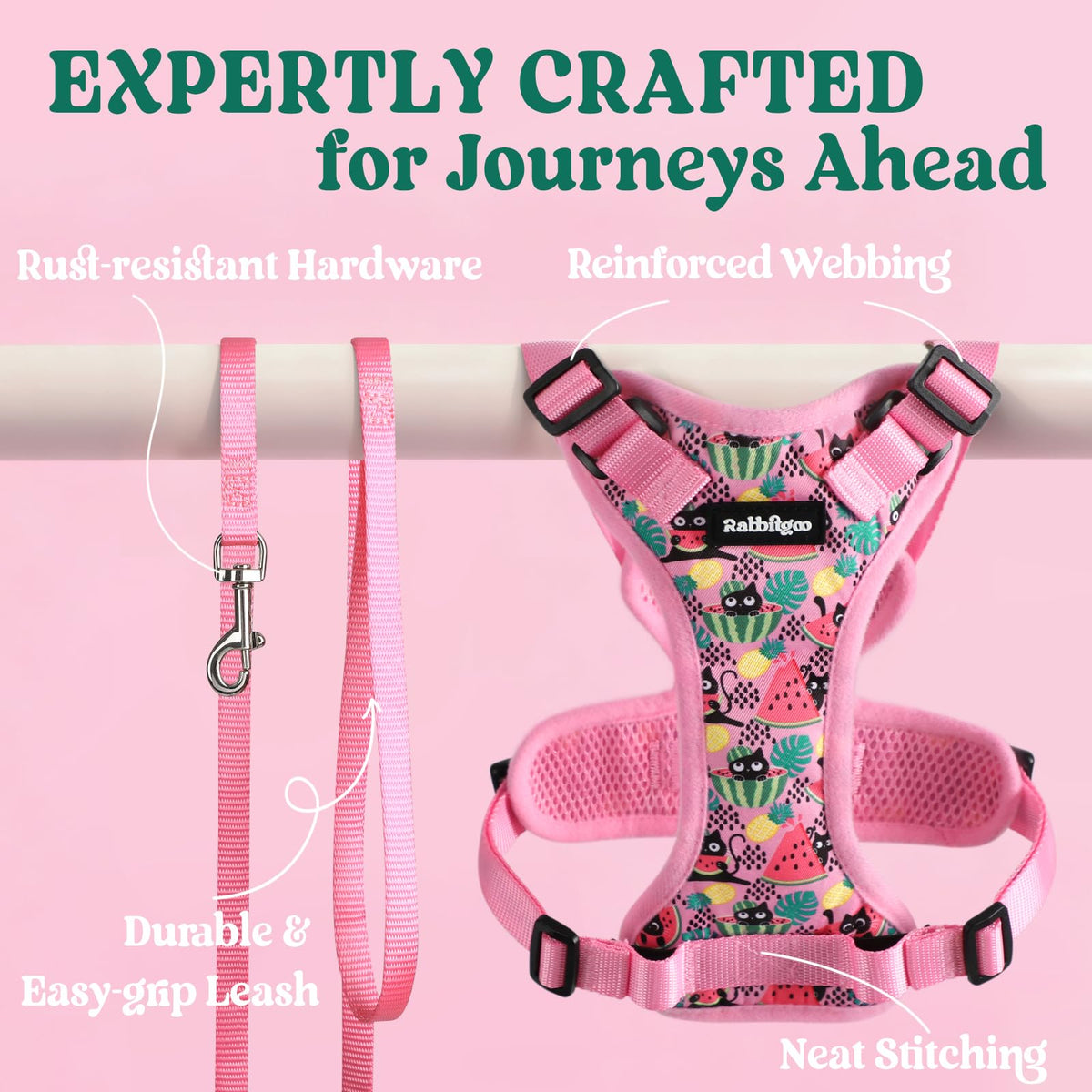 Cat Harness and Leash Set (Xs / Melon Munch)