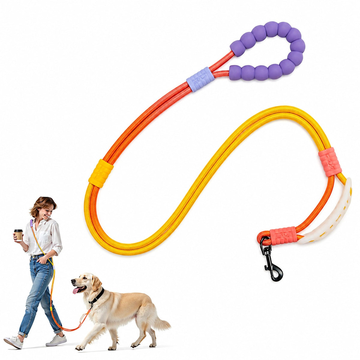 Hands Free Dog Leash (yellow-orange / 4.5 FT)