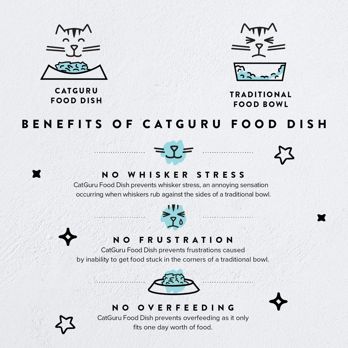 Cat Bowls Whisker Friendly Food Bowl for Indoor Cats (Dish - Set of Two / Ceramic, White)