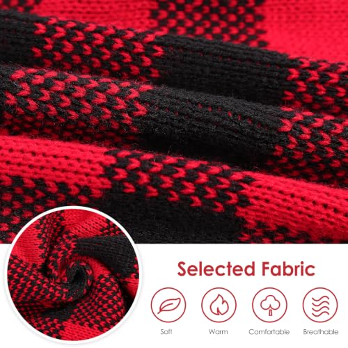 Dog Sweater Dress Plaid Knitwear for Medium Dogs Girl Christmas Clothes (Red / Medium)