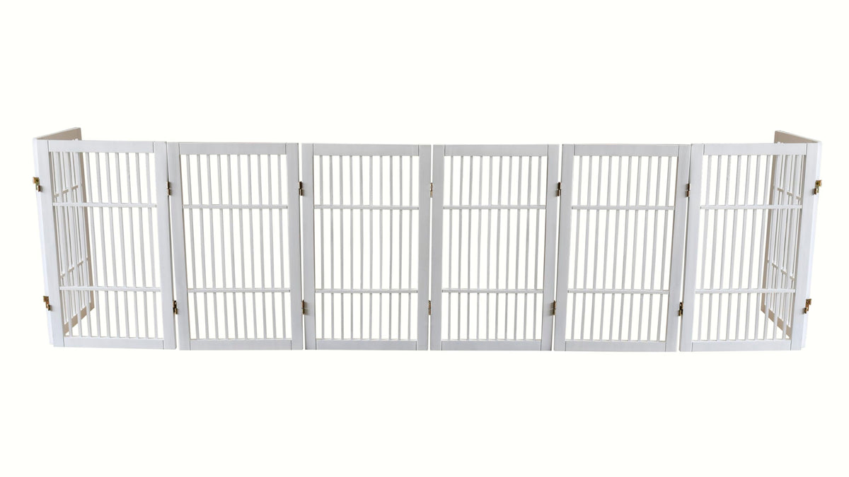 Pet Dog Gate Freestanding (8 Panel 30" Tall / White Pet Gate)