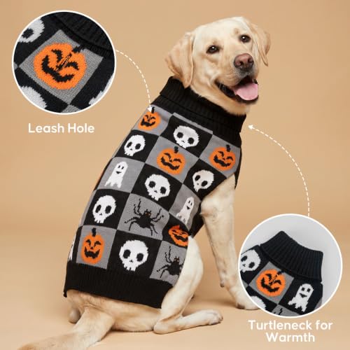 Dog Halloween Sweaters for Large Dogs Soft Knit Pullover Outfit (3XL (60-80lbs) / 01#Halloween (Black))