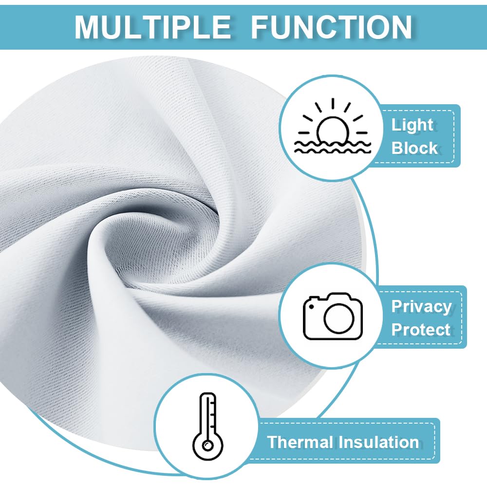 Adhesive Blackout Curtains 72 inches Long for Living Room Office (Greyish White / 42"W x 72"L (Pack of 1))